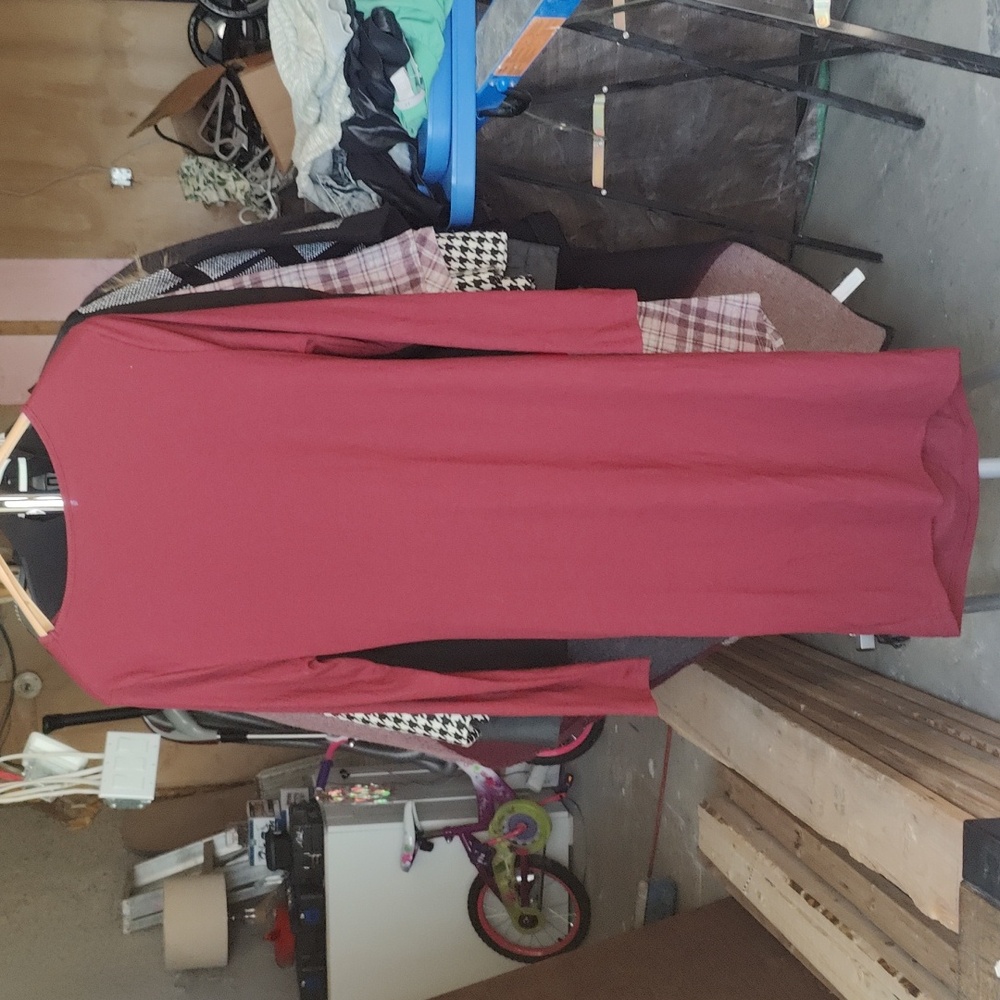 Maternity Raspberry Long Sleeve‎ Dress - Picture 5 of 8